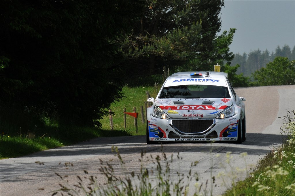 Christian Jensen og Freddy Pedersen sikrede den første sejr på dansk grund til den nye Peugeot 208 T16
(Foto: Rallypics.dk)